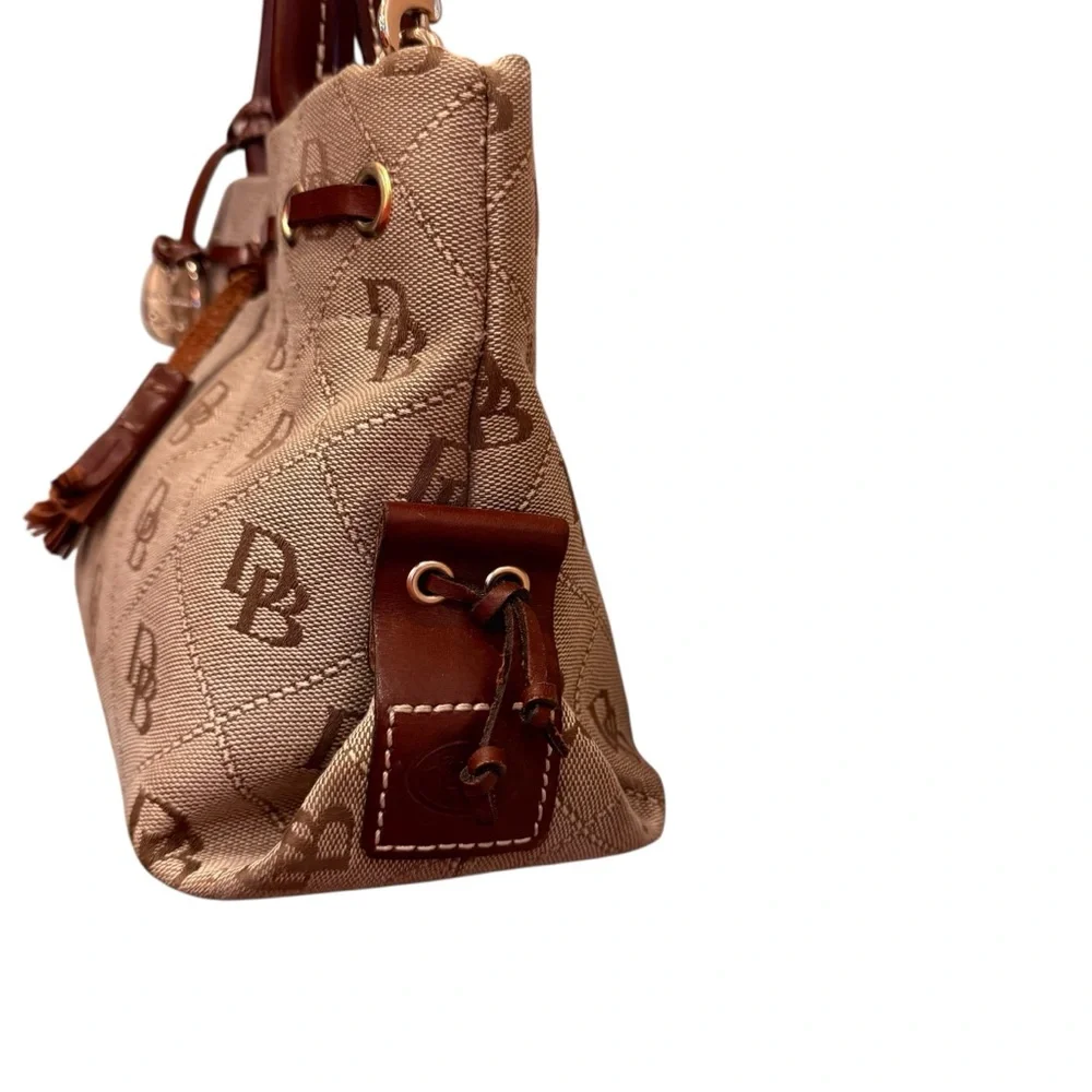 Dooney & Bourke Women’s Tan and Brown Signature Logo Canvas and Leather Bag
